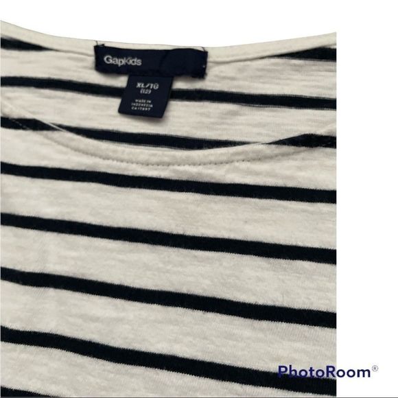 Striped Black and White Kids Dress - Picture 3 of 4